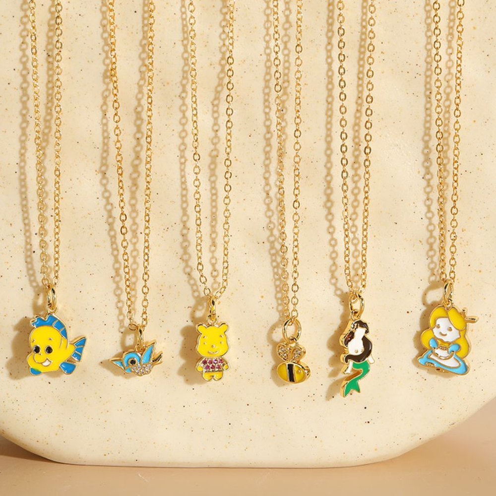 3/$35 14K Gold Plated Princess Copper Charm Pendant Necklace Gifts Girls - Picture 4 of 6